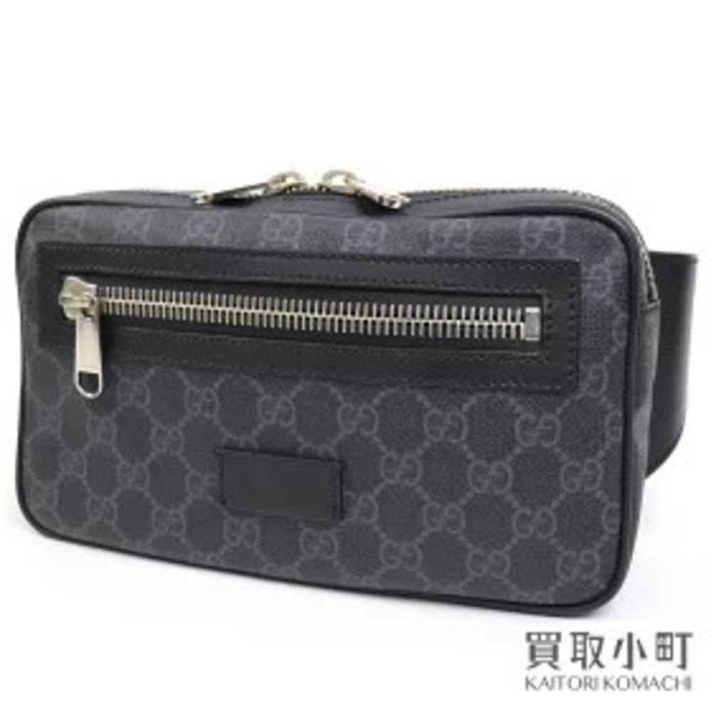 Gucci GG Supreme Canvas Belt Bag Webbing Black Gray Web Hip Crossbody Waist